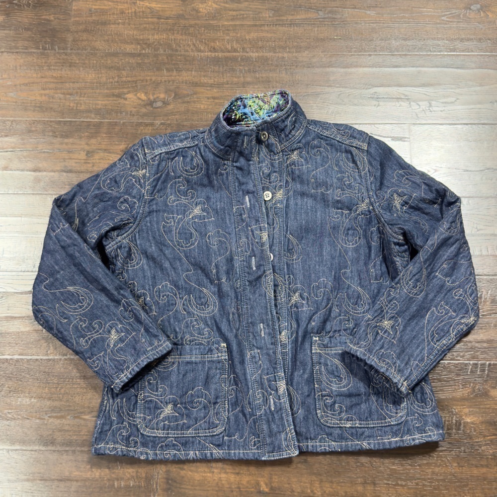 Chico’s Reversible Stitched Paisley Button‎ Front Jacket Size XL (3) Women